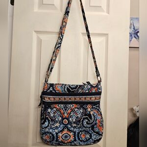 Vera Bradley blue & orange crossbody bag handbag purse hipster zip